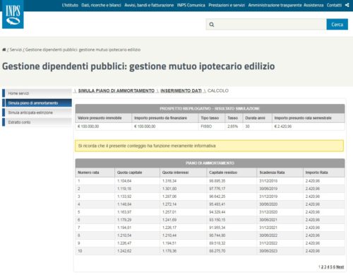 rata mutuo inpdap