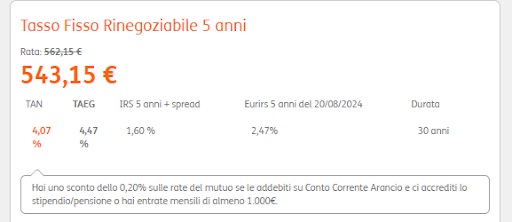 simulazione mutuo arancio tasso zero rinegoziabile