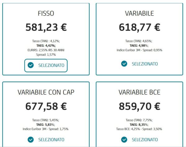 screenshot simulazione mutuo unicredit