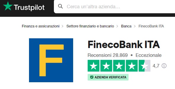 schermata giudizio trustpilot fineco bank