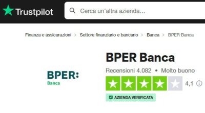 screenshot valutazione bper su trustpilot