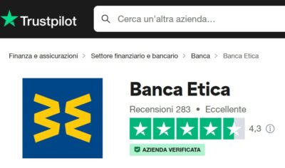 valutazione banca etica su trustpilot