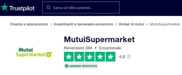 schermata punteggio trustpilot mutuisupermarket