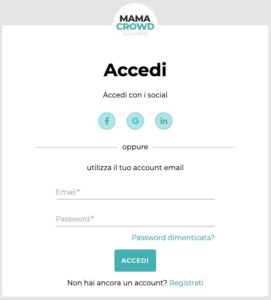 accesso piattaforma mamacrowd