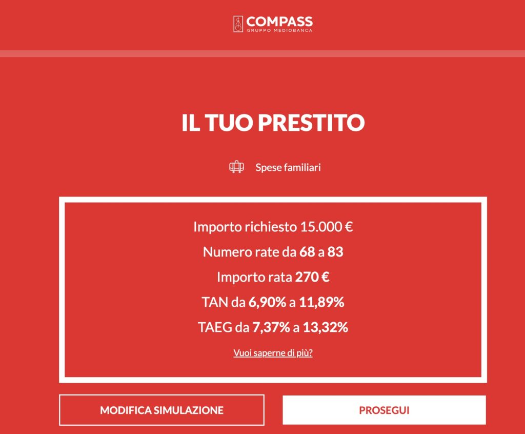 screenshot simulazione compass