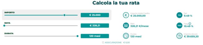 screenshot simulazione prestito credit agricole